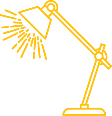 Şeffaf arka planda masa lambasının dijital png çizimi. İzole görüntü, ofis ve çalışma konsepti.
