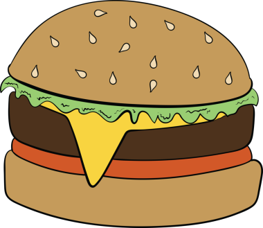 Şeffaf arkaplanda büyük hamburgerin dijital png çizimi. İzole görüntü, beslenme ve fast food..