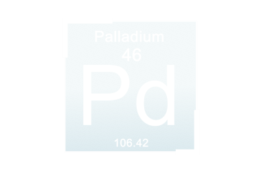 Saydam arkaplanda paladyum elementinin dijital png çizimi. İzole görüntü, bilim, kimya ve elementler.
