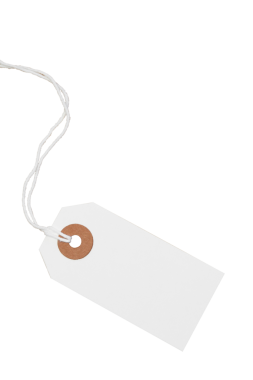 Şeffaf arkaplanda boş etiketin dijital png çizimi. İzole görüntü, perakende ve ticaret konsepti.