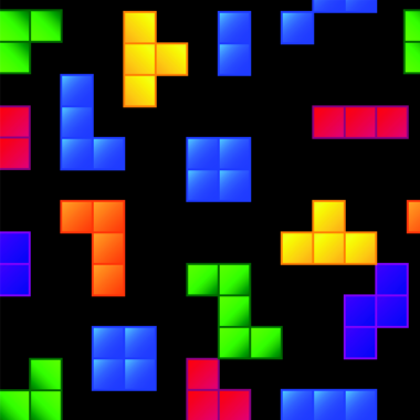 Şeffaf arkaplanda tetris oyununun dijital png çizimi. İzole görüntü, oyun, bilgisayar ve eğlence konsepti.