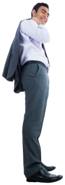 Şeffaf arkaplanda gülümseyen melez iş adamının dijital png fotoğrafı. İzole fotoğraf, profesyoneller ve iş adamları.