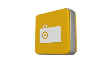 Şeffaf arkaplanda kamera sembolü olan küpün dijital png çizimi. İzole imaj, turizm ve sembol kavramı.