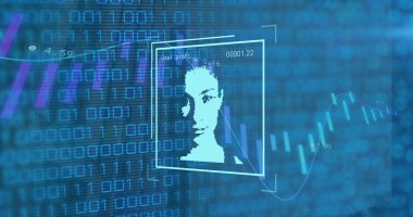 Veri işleme üzerinden dijital arayüzün resmi. Küresel bilim, bağlantılar, veri işleme ve dijital arayüz kavramı dijital olarak oluşturuldu.