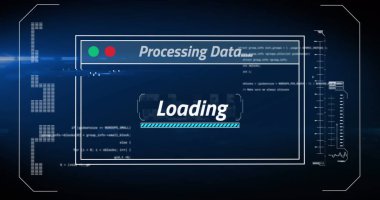 Ekran üzerinde veri işleme metni görüntüsü. Küresel iş, finans, hesaplama ve veri işleme kavramı dijital olarak oluşturulmuş görüntü.