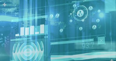 Kapsam taraması ve veri işleme görüntüsü. Küresel bağlantılar iş dünyası dijital arayüz teknolojisi ve dijital olarak oluşturulan ağ konsepti.