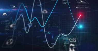 Siyah arkaplanda veri işleme resmi. Küresel iş bağlantıları ve dijital arayüz konseptini dijital olarak oluşturur.