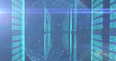 Veri işleme ve biyometrik parmak izi olan saat resmi. Dijital olarak oluşturulmuş küresel bağlantılar, ağlar ve veri işleme kavramı.