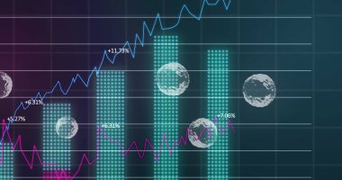 Yeşil gradyan arkaplana karşı ızgara ağı üzerinden istatistiksel veri işleme resmi. İş veri teknolojisi kavramı