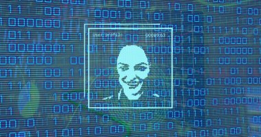 Veri işleme üzerinden dijital arayüzün resmi. Küresel bilim, bağlantılar, veri işleme ve dijital arayüz kavramı dijital olarak oluşturuldu.