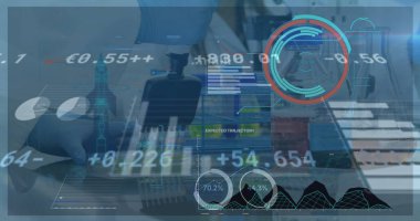 Bilimsel veri işleme ve istatistiklerin resmi. Küresel bilim, tıp, araştırma, hesaplama ve veri işleme kavramı dijital olarak oluşturulmuş görüntü.