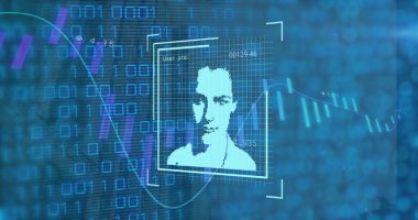 Veri işleme üzerinden dijital arayüzün resmi. Küresel bilim, bağlantılar, veri işleme ve dijital arayüz kavramı dijital olarak oluşturuldu.