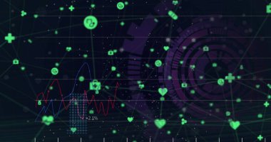 Kapsam taramasında finansal veri işleme resmi. Küresel iş, finans, hesaplama ve veri işleme kavramı dijital olarak oluşturulmuş görüntü.