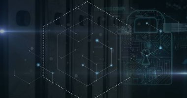 Kapsam taramasında bağlantı ağının görüntüsü. Küresel internet güvenlik veri işleme bağlantıları ve dijital arayüz konsepti dijital olarak oluşturuldu.