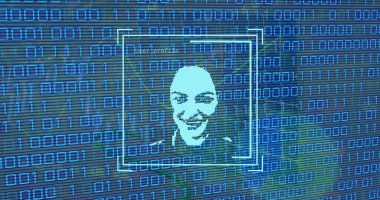 Veri işleme üzerinden dijital arayüzün resmi. Küresel bilim, bağlantılar, veri işleme ve dijital arayüz kavramı dijital olarak oluşturuldu.