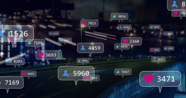 Siyah arkaplan üzerinde rakamlar olan simgeler. Küresel bağlantılar küresel bağlantılar