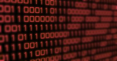 Veri işleme, ikili kodlama ve metin görüntüsü. Küresel iş, finans, dijital arayüz, hesaplama ve veri işleme kavramı dijital olarak oluşturuldu.