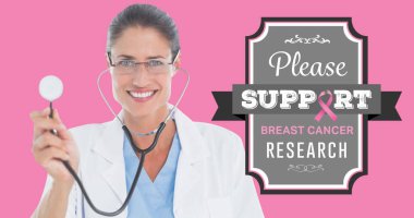 Kadın doktor yerine meme kanseri farkındalığı metni. Göğüs kanseri pozitif farkındalık kampanyası konsepti dijital olarak oluşturuldu.