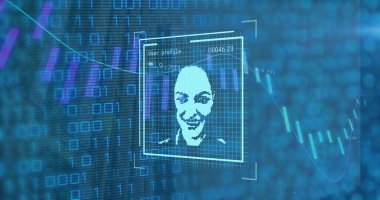 Veri işleme üzerinden dijital arayüzün resmi. Küresel bilim, bağlantılar, veri işleme ve dijital arayüz kavramı dijital olarak oluşturuldu.