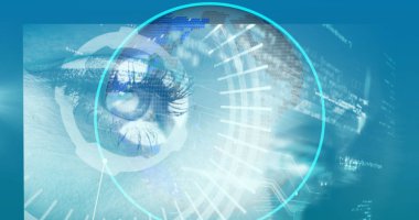 Gökyüzündeki küre ve ışık izleri. Küresel iş dünyası dijital arayüz teknolojisi ve dijital olarak oluşturulan ağ konsepti.