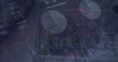 Sütun üzerinde veri işleme görüntüsü. Küresel iş ve dijital arayüz kavramı dijital olarak oluşturulmuş görüntü.