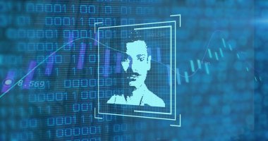 Veri işleme üzerinden dijital arayüzün resmi. Küresel bilim, bağlantılar, veri işleme ve dijital arayüz kavramı dijital olarak oluşturuldu.