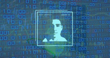 Veri işleme üzerinden dijital arayüzün resmi. Küresel bilim, bağlantılar, veri işleme ve dijital arayüz kavramı dijital olarak oluşturuldu.