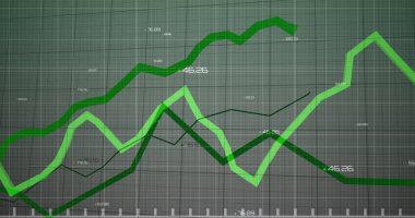 Sarı çizgi üzerindeki istatistik ve finansal veri işleme görüntüsü. Küresel iş bağlantıları veri işleme hesaplama ve dijital arayüz konsepti dijital olarak oluşturuldu.