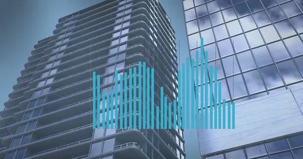 Bild Von Diagrammen Über Bürogebäuden Globales Geschäfts Finanz Wirtschafts Und Stockbild