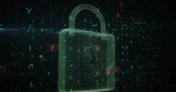 Bild Des Nft Textbanners Gegen Cyber Sicherheitsschloss Symbol Und Datenverarbeitung Stockbild