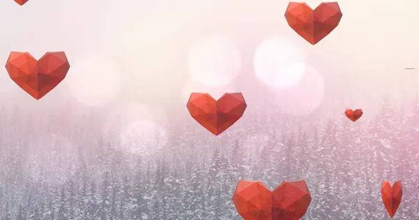 Image Heart Icons Fir Trees World Heart Day Celebration Concept Stock Image