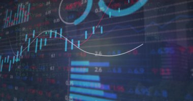 Şebeke üzerinde finansal veri işleme resmi. Küresel iş, finans, hesaplama ve veri işleme kavramı dijital olarak oluşturulmuş görüntü.