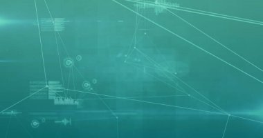 Yeşil gradyan arkaplana karşı bağlantı ve veri işleme ağının resmi. Küresel ağ ve iş teknolojisi kavramı