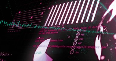 Siyah arkaplana karşı dönen dünya üzerinde istatistiksel veri işleme resmi. İş veri teknolojisi kavramı