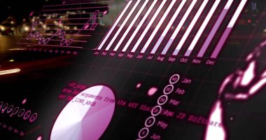 Şehir dışında borsa ve veri işleme görüntüsü. Küresel iş ve dijital arayüz kavramı, dijital olarak oluşturulmuş görüntü.