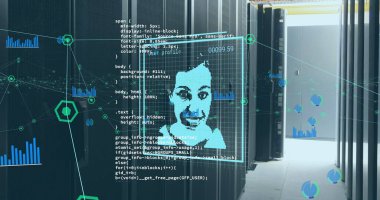 Sunucu odasına karşı profil simgelerini, bağlantı ağını ve veri işleme ağını değiştirme görüntüsü. Küresel ağ ve iş veri depolama teknolojisi kavramı