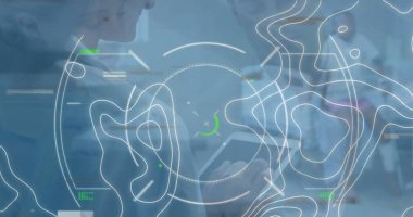 Muhtelif doktor ve hastalarla yapılan taramaların görüntüsü. Küresel tıp, sağlık ve dijital arayüz kavramı dijital olarak oluşturulmuş görüntü.