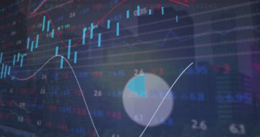 Şebeke üzerinde finansal veri işleme resmi. Küresel iş, finans, hesaplama ve veri işleme kavramı dijital olarak oluşturulmuş görüntü.