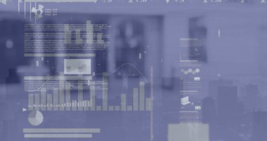 Sunucu odasında veri işleme resmi. Dijital arayüz ve teknoloji konsepti dijital ortamda oluşturuldu.