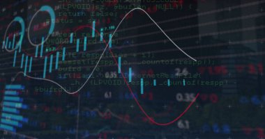 Şebeke üzerinde finansal veri işleme resmi. Küresel iş, finans, hesaplama ve veri işleme kavramı dijital olarak oluşturulmuş görüntü.