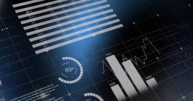 Matematiksel denklemler ve veri işleme görüntüsü. Küresel bilim, iş, finans, hesaplama ve veri işleme kavramı dijital olarak oluşturuldu.