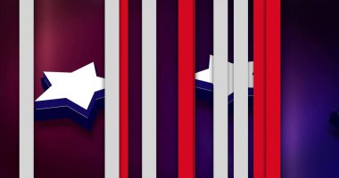 Amerikan bayrağıyla boyanmış çizgili ve yıldızlı bir görüntü. Küresel vatanseverlik ve dijital arayüz kavramı, dijital olarak oluşturulmuş görüntü.