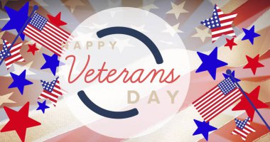 Bayrak ve yıldızlarla çevrili Gaziler Günü mesajınız kutlu olsun. Kırmızı ve mavi renkler baskın, vatansever bir hava yayıyor.