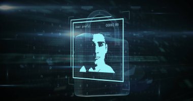 Asma kilit ve çevrimiçi güvenlik veri işleme görüntüsü. Küresel siber güvenlik, bilgisayar, dijital arayüz ve veri işleme kavramı dijital olarak oluşturuldu.