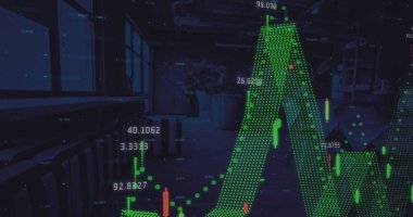 Ofis üzerinde istatistik ve finansal veri işleme resmi. Küresel finans, iş, bağlantılar, hesaplama ve veri işleme kavramı dijital olarak oluşturuldu.