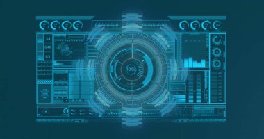 Borsa veri işleme arayüzü üzerinde soyut geometrik şekil görüntüsü. Küresel ekonomi ve iş teknolojisi kavramı