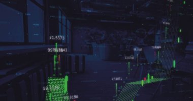Ofis üzerinde istatistik ve finansal veri işleme resmi. Küresel finans, iş, bağlantılar, hesaplama ve veri işleme kavramı dijital olarak oluşturuldu.