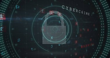 Siber güvenlik veri işlemesine karşı güvenlik kilidi simgesi görüntüsü. siber güvenlik ve iş teknolojisi kavramı