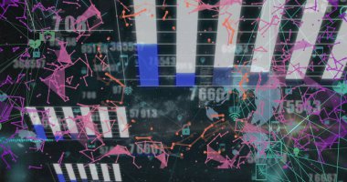 Bağlantıları olan yerkürelerin veri işleme görüntüsü. Küresel bağlantılar, dijital arayüz, hesaplama ve veri işleme kavramı dijital olarak oluşturuldu.