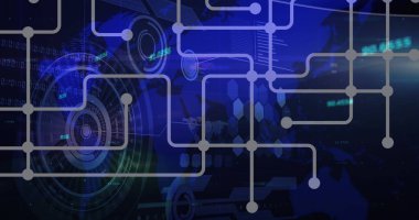 Bağlantı ağı, veri işleme ve dijital simgelerin resmi. küresel bağlantılar ve dijital arayüz konsepti dijital olarak oluşturulmuş görüntü.